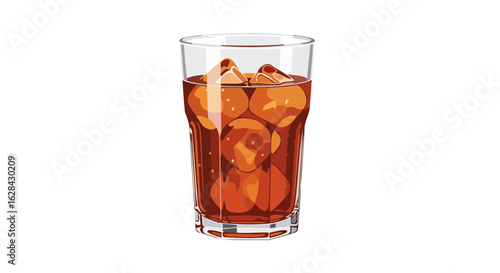 refreshing iced tea summer drink in a glass with ice cubes