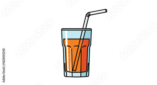 refreshing orange juice drink in glass with straw summer beverage icon