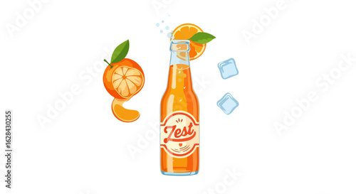 refreshing orange soda zesty summer drink in glass bottle