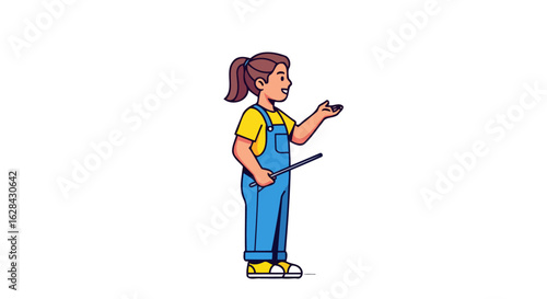 young girl teacher explaining lesson presentation education concept