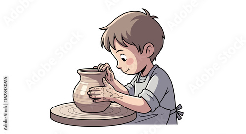 young potter shaping clay on wheel craftsmanship and creativity
