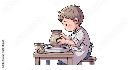 young potter shaping clay on wheel craftsmanship and creativity