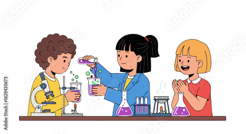young scientists conduct experiments stem education and fun