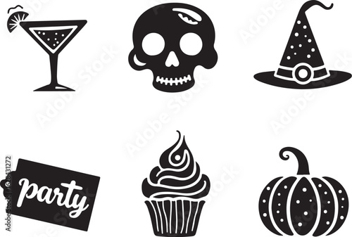 Spooky Halloween icons party fun