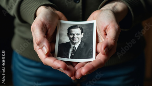 A close-up of hands holding a photograph of a departed loved one, representing the enduring connection between the living and the dead.