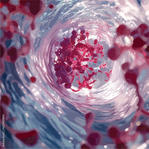 Anatomy of Blood Vessel with Blood Cell