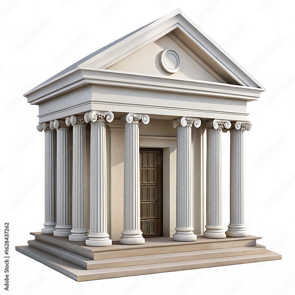 Obraz premium Bank Building Isolated On White Background