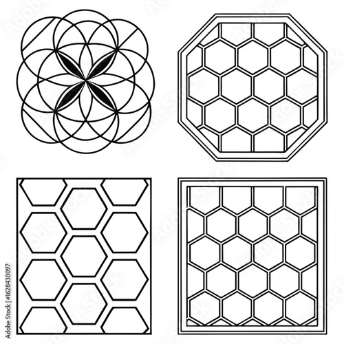 Geometric Pattern Tile Set – Black and White Seamless Vector Backgrounds Collection