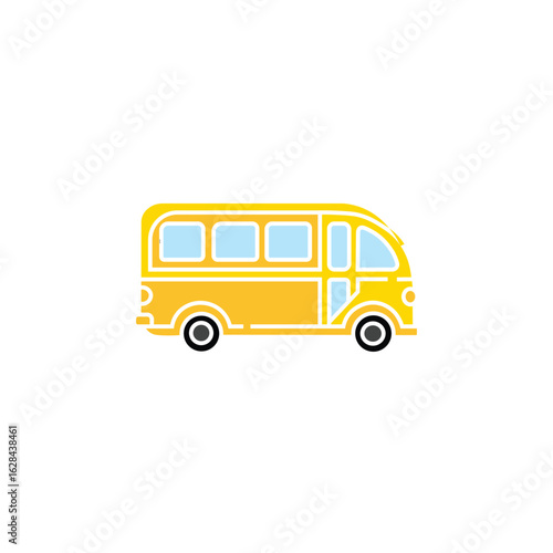 Yellow Bus Icon – Flat Vector School Bus Illustration