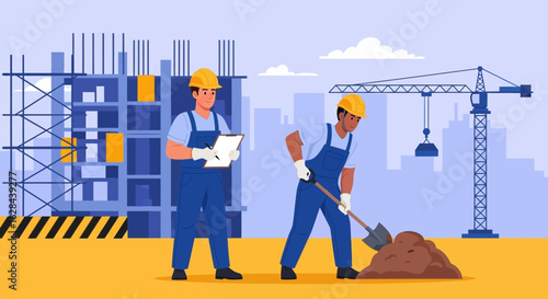 Construction Workers at Building Site Teamwork and Engineering  | lok (19).eps