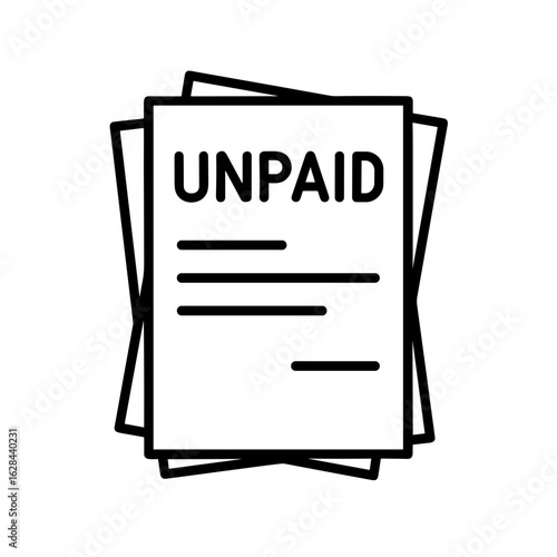 Stack of unpaid bills symbolizing financial debt and overdue payments (Outline icon)