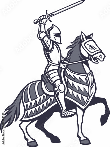 A medieval warrior holding his sword, ready for battle