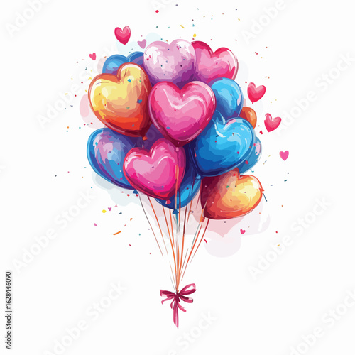 Vibrant balloons with ribbons decoration