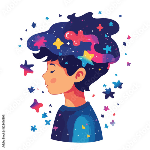 Child with autism awareness concept illustration