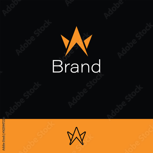 Letter W or AW Crowned Arrow monogram isolated with two backgrounds. 