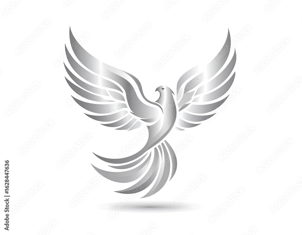 Fototapeta premium Silver dove in flight