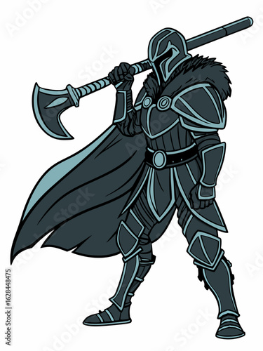 Dark knight with mysterious stance and armor