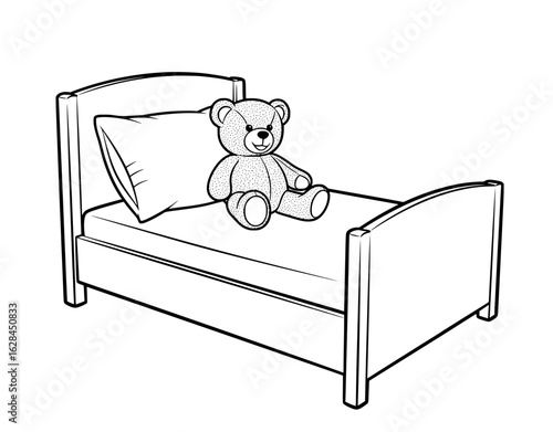 Cozy child's bed with plush teddy bear and soft pillow awaits restful dreams