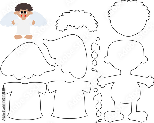 Angel, cute, simple, cut , laser, Cricut,paper, felt, fabric, decoration, school, party, kids , pattern, layers,