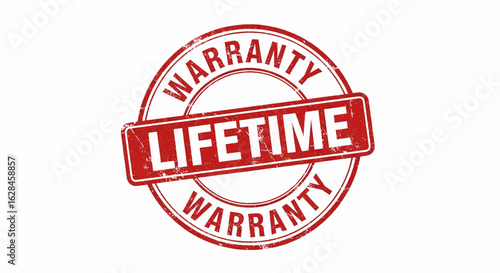 Red lifetime warranty guarantee seal vector illustration.