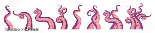 Colorful cartoon tentacles with spots and spirals
