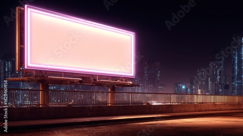 Empty billboard at night in a city