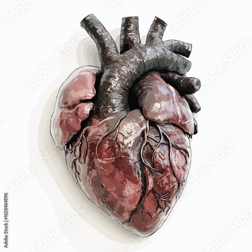 Human Heart Model on White Background