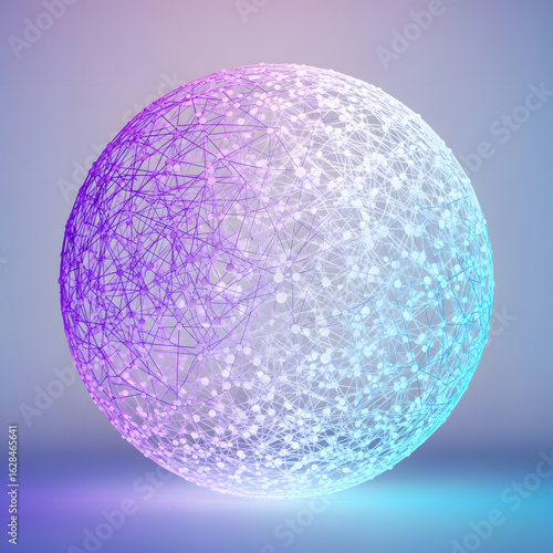 Abstract Plexus Sphere, Global Data Network Concept.