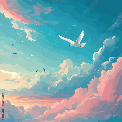 Tranquil Sky with Clouds and Bird