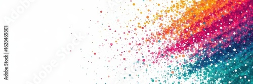 Abstract halftone pattern, white background, teal, pink, orange , vibrant, halftone