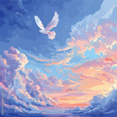 Tranquil Sky with Clouds and Bird