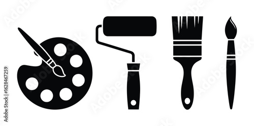 paint roller icon vector thin outline style sign.Paint icon vector isolated on white background. Paint brush vector icon. Paint roller icon 
