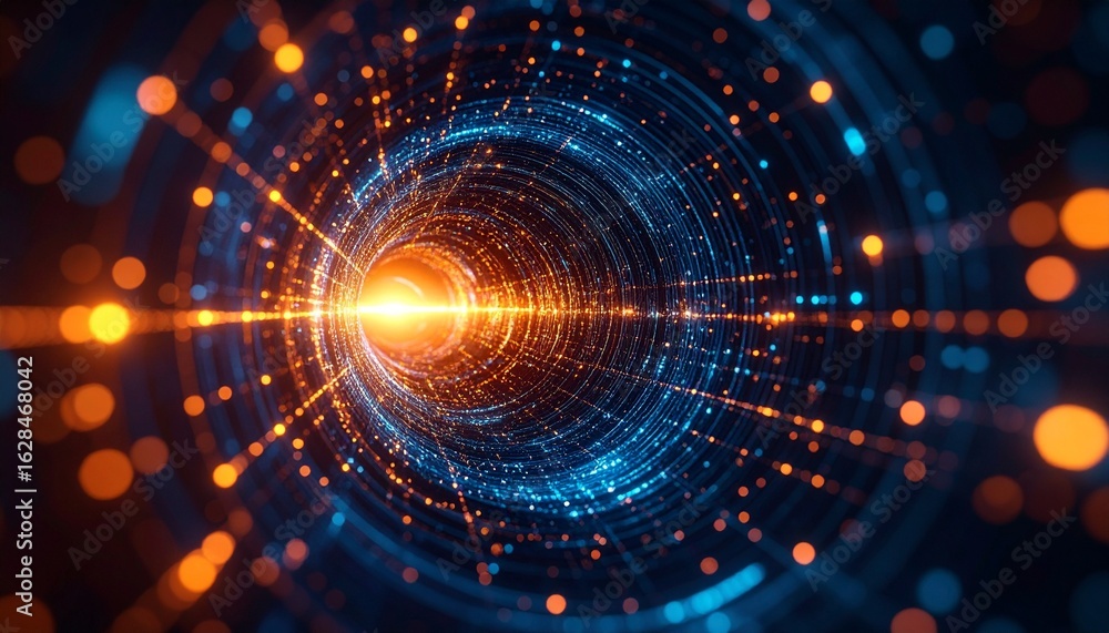 Obraz premium Abstract swirling light tunnel energy flow futuristic design.