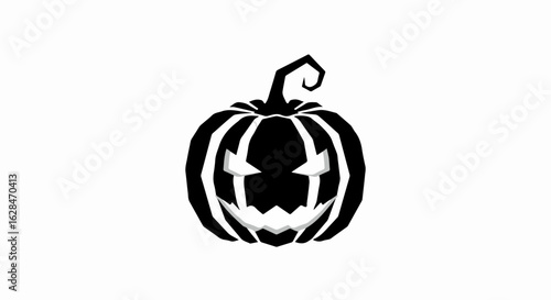 Spooky glowing Jack-o'-lantern face with sharp, angular features and a menacing grin perfect for Halloween themes and festive celebrations
