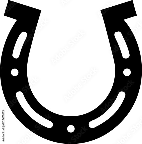 Bold Black Horseshoe Icon: Good Luck Symbol, Western Design, Simple Graphic
