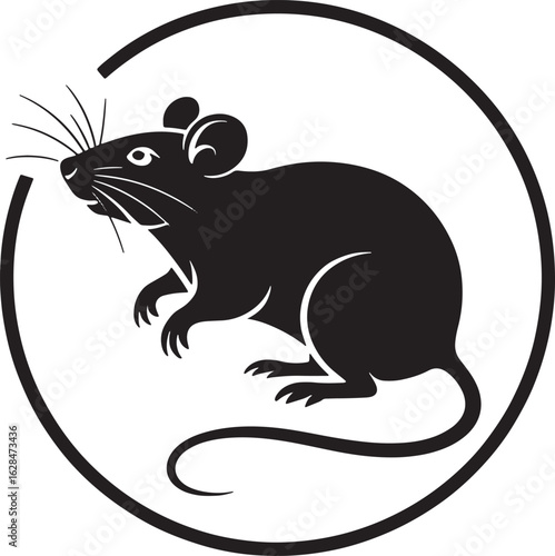 mouse silhouette inside circle isolated on transparent background