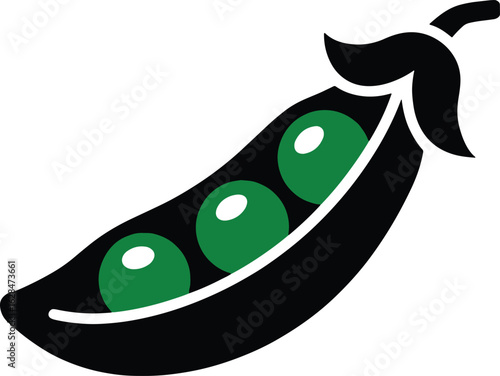pea pod with three green peas isolated silhouette flat art illustration design stock photos royalty free image premium quality