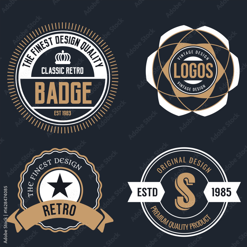 Obraz premium Retro Vintage Badge Labels Set for Logo and Branding