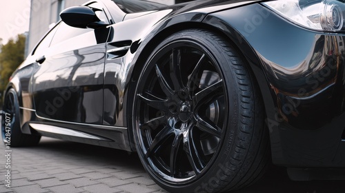 Wallpaper Mural Sleek Black Rims on Sport Car: Close-Up of Modern Wheel Design Torontodigital.ca
