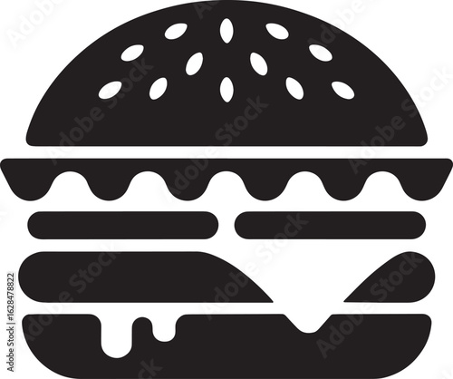 Simple black burger icon silhouette art illustration design stock photos royalty free image premium quality