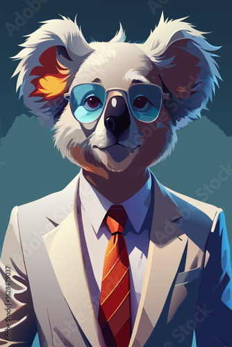 koala white suit stylish tie 