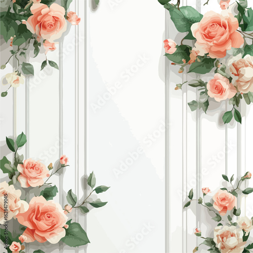 Elegant White Wall with Flowers Decor