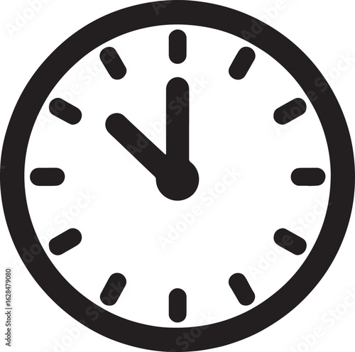 Simple clock showing almost eleven isolated on transparent background silhouette line art illustration design stock photos royalty free image premium quality