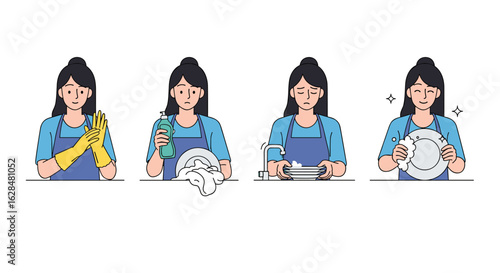A woman demonstrates the step by step process of washing dishes for a clean kitchen