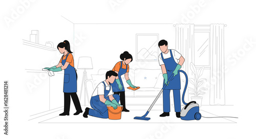 Professional housekeeping team providing thorough home cleaning services with precision and care