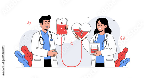 Doctors illustrating the vital process of blood transfusion and donation saving lives through medical care