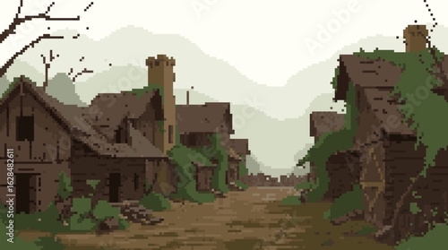 Desolate Village Surrounded by Lush Nature