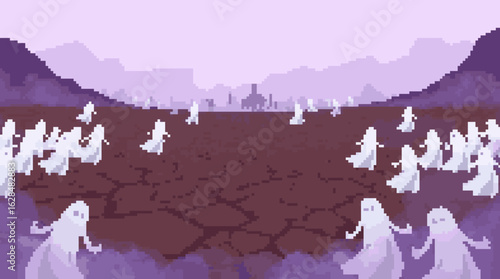 Ghostly Figures in a Desolate Landscape