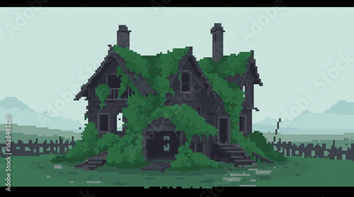 Abandoned House Covered in Lush Greenery