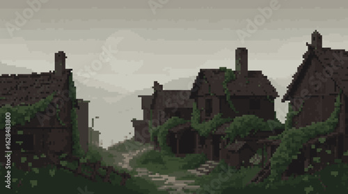 Abandoned Village Overgrown with Nature